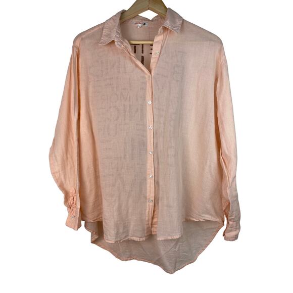 Sundry Women's 2 Pink Gauzy Cotton Button Up Love Shirt - Picture 1 of 6